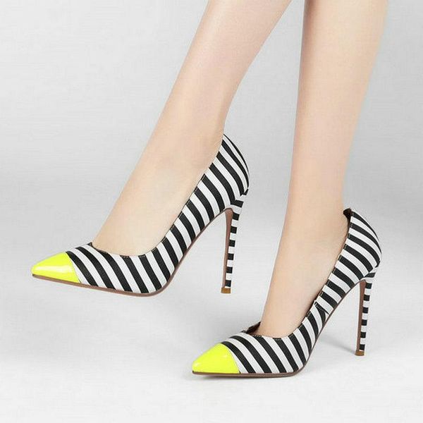 

dress shoes 2021 microfiber brand design women pumps fashion pointed toe thin high heel ladies zebra shallow lazy shoe, Black