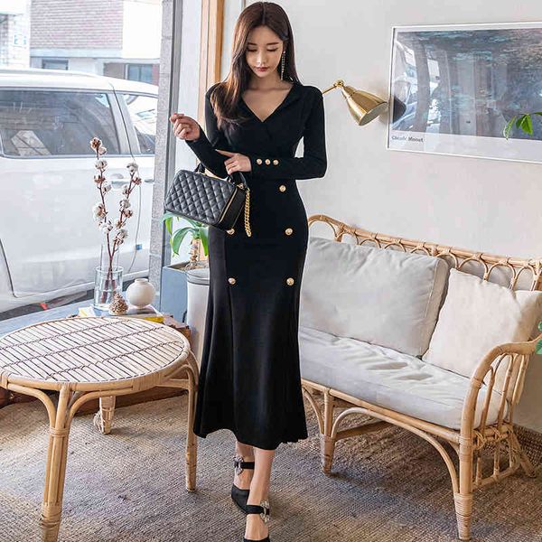 

autumn and winter fashion style elegant long fishtail dress 210514, Black;gray