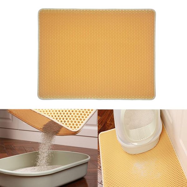

cat litter mat double layer trapping eva pad pet box waterproof for kitten cats house clean beds & furniture