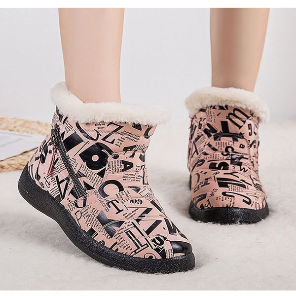 

2022 new women boots fashion alphabet winter shoes womens waterproof snow boot warm ankle botas mujer footwear female, Black