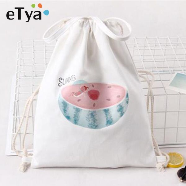 

backpack etya casual canvas women travel storage tote pouch fashion drawstring school girl student backpacks