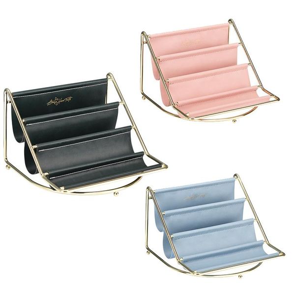 

kitchen storage & organization multi-layer iron leather rack remote control display shelf deskholder cosmetics organizer