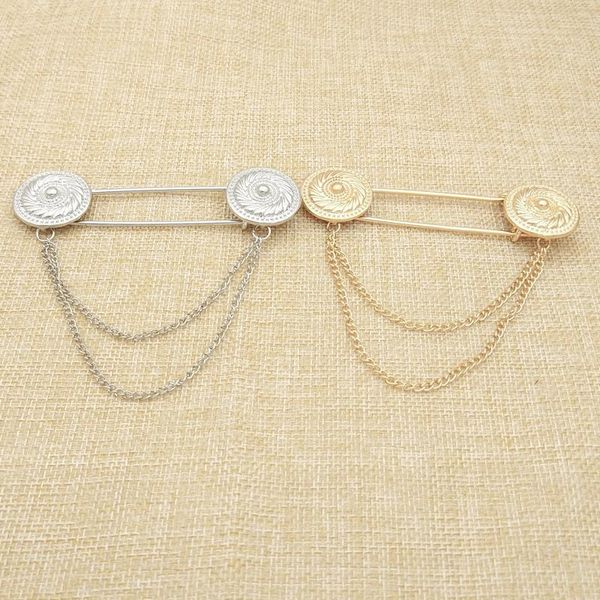

pins, brooches round brooch pin double chains tassel dress decoration buckle jewelry for men women, Gray