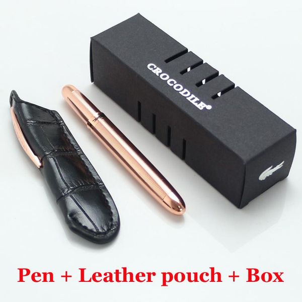 

mini crocodile 9cm space ballpoint pen rose gold rings and leather pouch neat convience metal unique pens with original box, Blue;orange