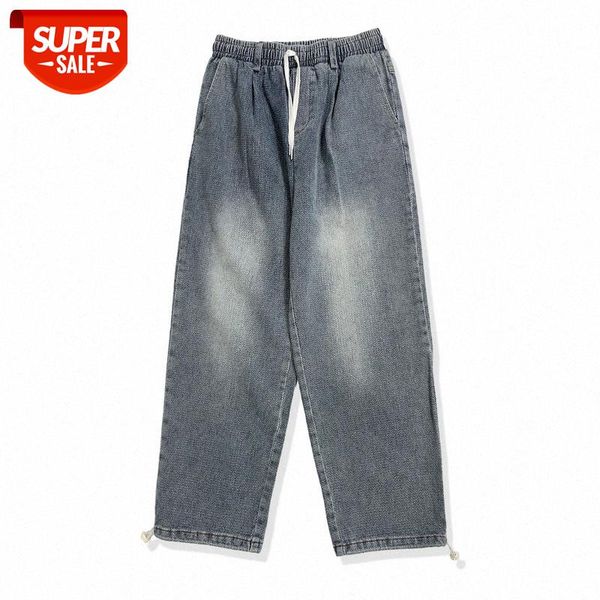 

net red/s hip hop jeans simple flow men's street loose woven pants dyed and washed #ma9s, Blue