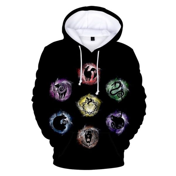 

men's hoodies & sweatshirts 3d fashion hoodie the seven deadly sins cartoon anime hooded sportswear spring and autumn women's casu, Black