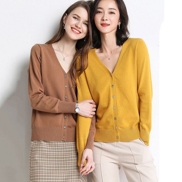 

women's jackets special offer women's cardigan 2021 casual cleavage in v long knitting spring fall, Black;brown