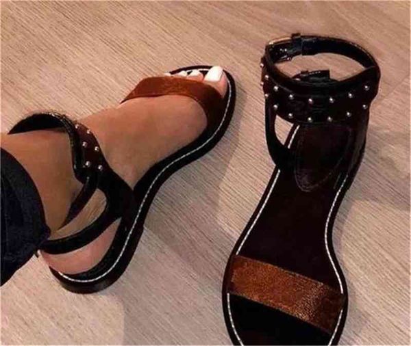 

sliders -designer print leather outsole flat brand fashion luxury women sandals 5l6v8, Black