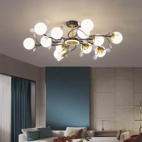 

nordic golden glass ball chandelier lighting for living dining room crystal ceiling pendant lamp kitchen island indoor fixtures lamps