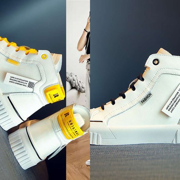 

casual shoes women's 2021 new autumn fashion spring and versatile board sports leisure daddy high small white 1csm, Black