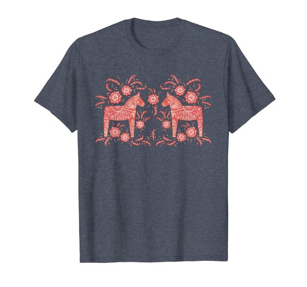 

dala horse swedish art t-shirt, White;black