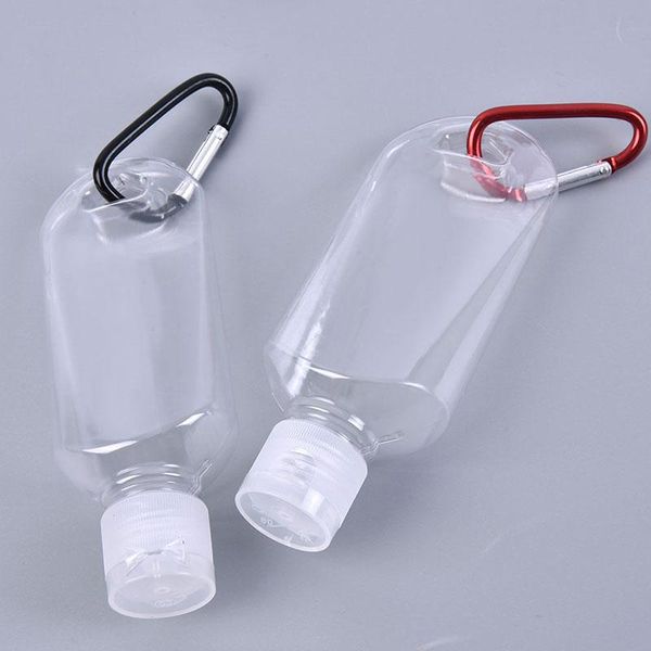 

storage bottles & jars 1pc 60ml makeup clear bottle reusable portable mini size alcohol spray hand sanitizer travel small holder hook keycha