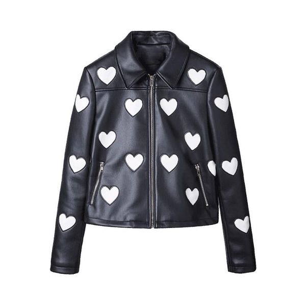 

women's leather & faux pu jacket women spring autumn fashion motorcycle black coats outerwear coat