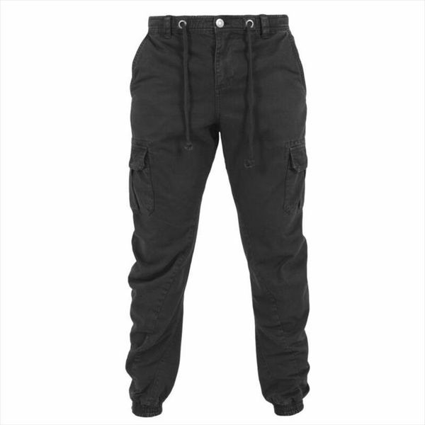 

cargo elastic waist loose women pant casual pencil solid pocket long combat work trousers wear size m 3xl, Black