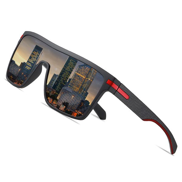 AOFLE Солнцезащитные очки Мужчины Мода Негабаритные Гибкие Рамки Квадратные Мужские Солнцезащитные очки для вождения Goggle Zonnebril Heren