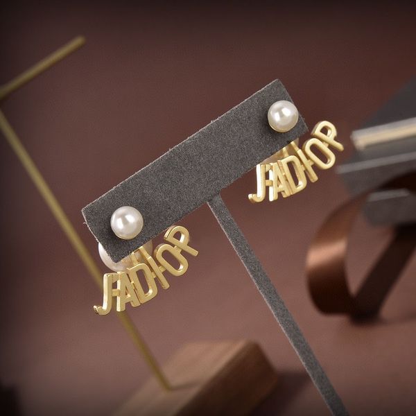 

aaa designer jewelry new letter pearl earrings for women, Golden