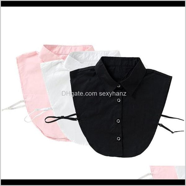 

blouses shirts womens clothing apparel drop delivery 2021 women plain solid color cotton fake collar curved hem pointed lapel halfshirt wom, White