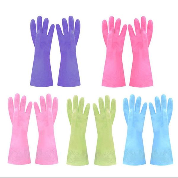 

women waterproof rubber thin latex dishwashing gloves kitchen durable cleaning household chores tools disposable
