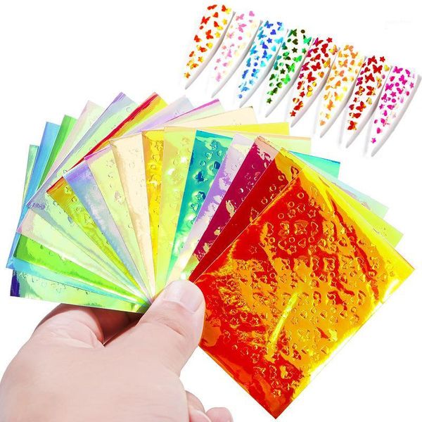 

16pcs holographic butterfly nail stickers 3d diy laser art foil transfer sticker decal decorations set1