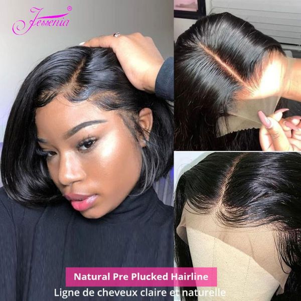 

lace wigs bob wig short brazilian bone straight human hair for black women front t part pre plucked, Black;brown