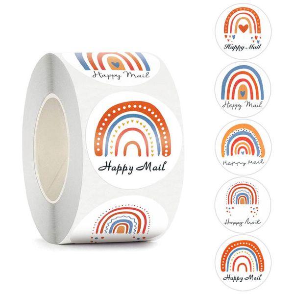

gift wrap happy mail stickers 1.5 inch 5 designs rainbow thank you sticker labels for small business, envelope, packaging, seals