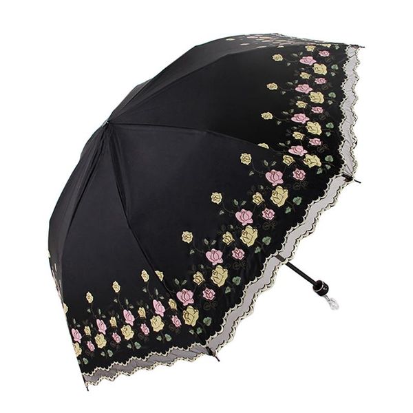 

umbrellas sun umbrella two folding rain waterproof travel parasol for women girls gift