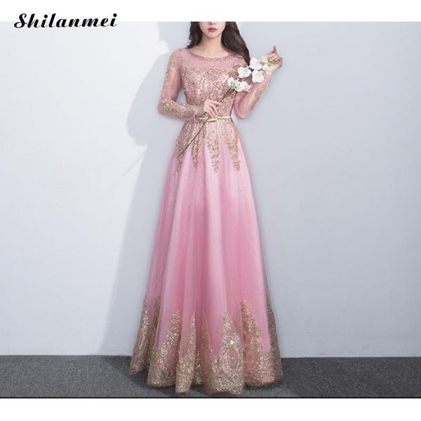 

casual dresses plus size pink sequin dress vintage long sleeve sequined maxi robe luxury floor-length autumn mesh layered evening party, Black;gray