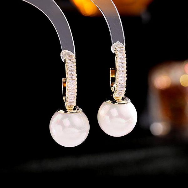 

stud bilincolor fashion white pearl drop earring for women, Golden;silver