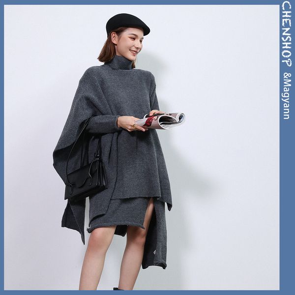 

skirts Irregular garment t401 skirt turtleneck top of the solid colour, Black