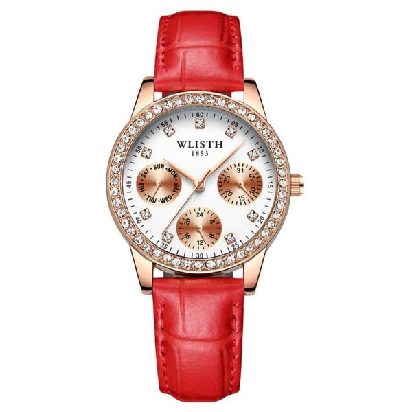 

wristwatches wlisth luxury rhinestone women watch brand fashion leather strap dress ladies waterproof week display watches, Slivery;brown