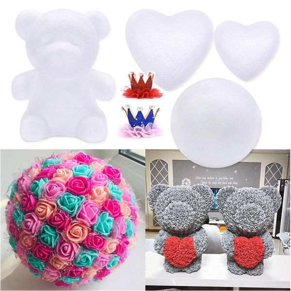

party decoration 1pc polystyrene styrofoam foam ball diy rose bear white mold handmade craft decorations wedding year valentines gift