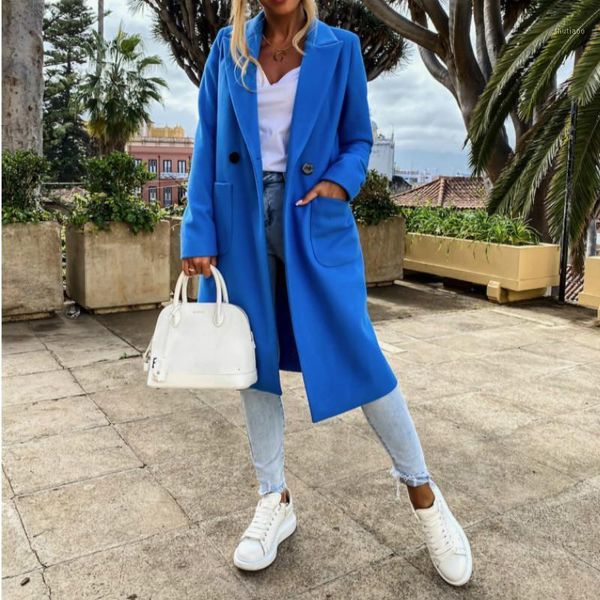 

women's wool & blends women 2021 winter long coats outwear sleeve woollen jackets elegant office lady overcoats 3xl plus size g1956, Black