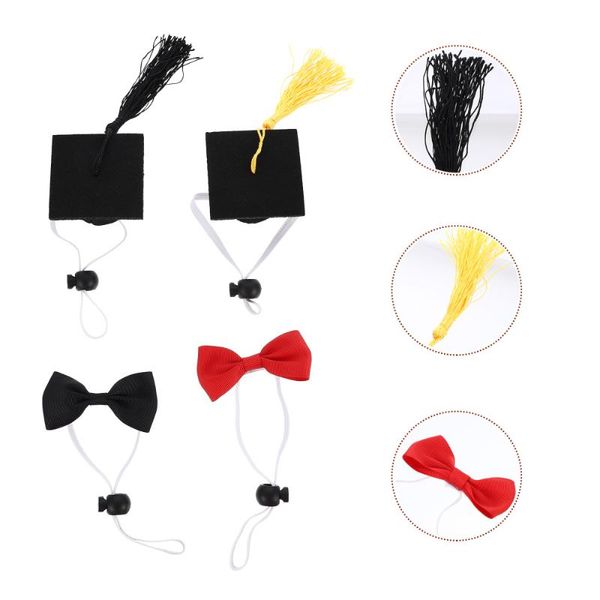 

dog apparel 4pcs pet graduation caps adjustable hat with necktie pography props