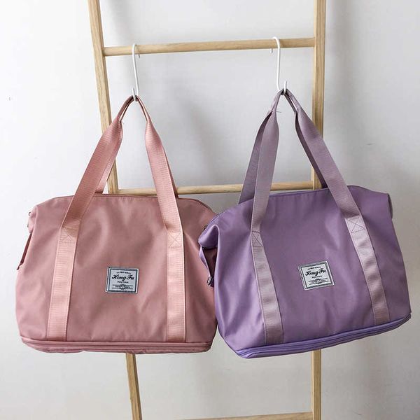 

type of short distance travel female large capacity portable msenger male student luggage bag, Blue;pink