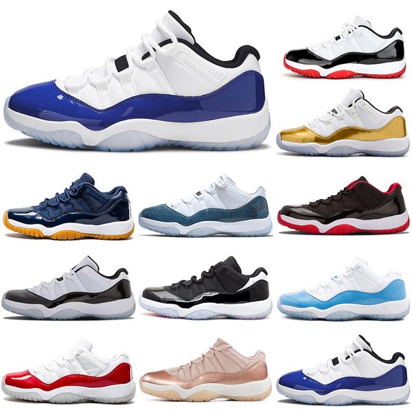 

new fashion men low basketball shoes 11s 11 bred concord infrared university varsity rose gold white blue closing ceremony navy gum snakeski, White;red