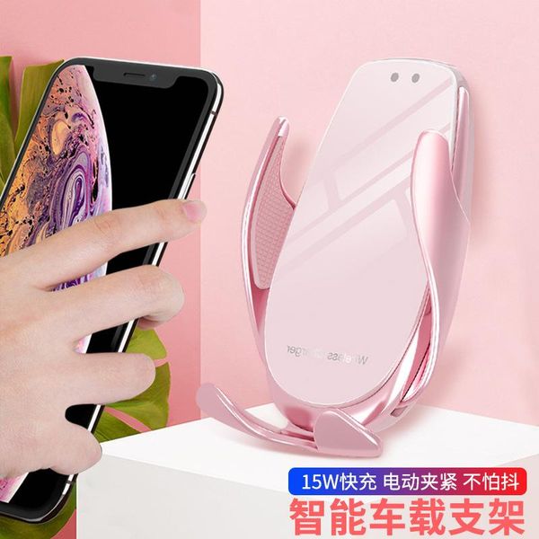 

fast wireless charging car phone holder cellphone stand automatic clamping mobilephone charger for all cell mounts & holders