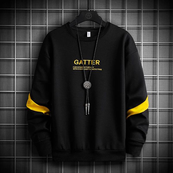 

men's hoodies & sweatshirts eaeovni autumn 2021 sweatshirt casual hip hop punk pullover men streetwear fashion long sleeve clothes over, Black