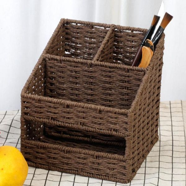 

storage baskets box eco-friendly large capacity japanese-style 3 grids sundries deskcontainer office home