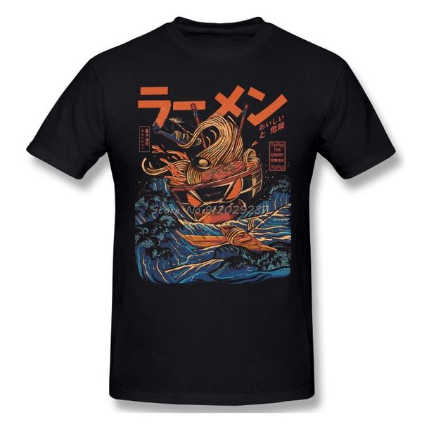 

men's t-shirts humor the great ramen off kanagawa funny arrival tshirt cool unique design cotton for men shirt, White;black