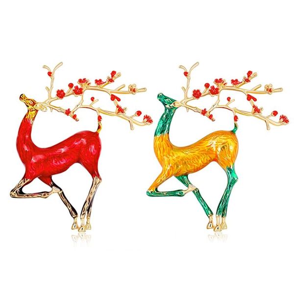 

pins, brooches 1 pcs big sika deer women men alloy red orange elk animal brooch pins, Gray
