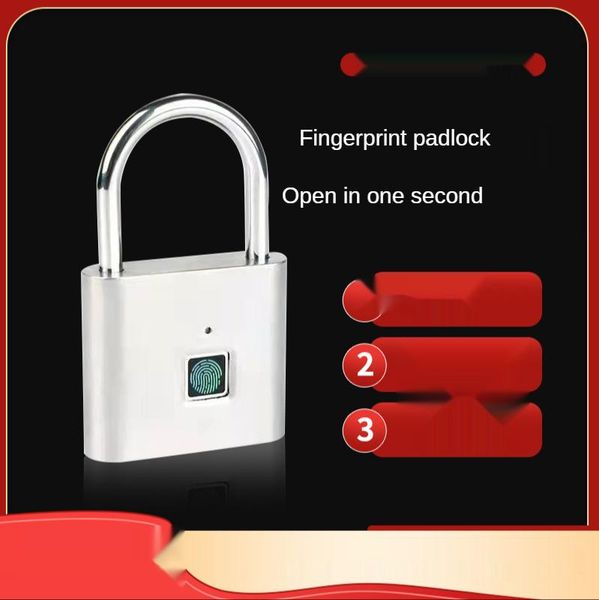 

hubs black silver usb rechargeable door smart lock fingerprint padlock quick unlock zinc alloy metal high identify security