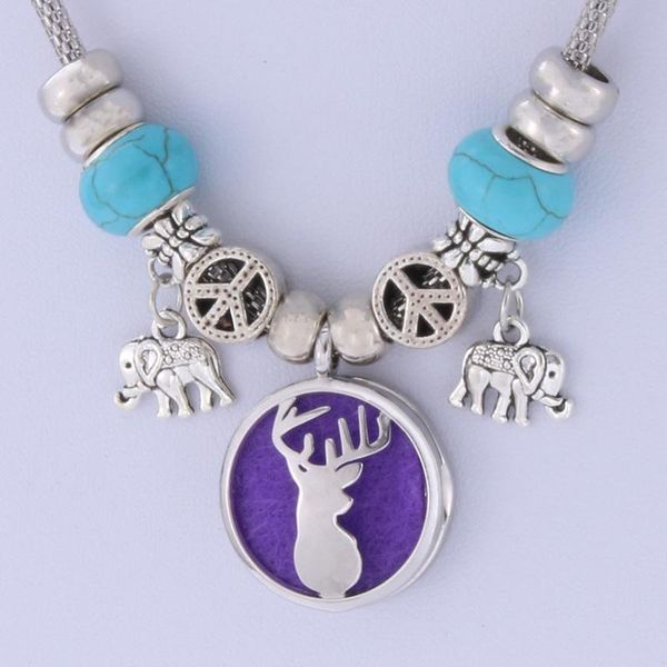 

elk elephant essential oil diffuser necklace fashion perfume locket pendant creative fine christmas jewelry chains, Silver