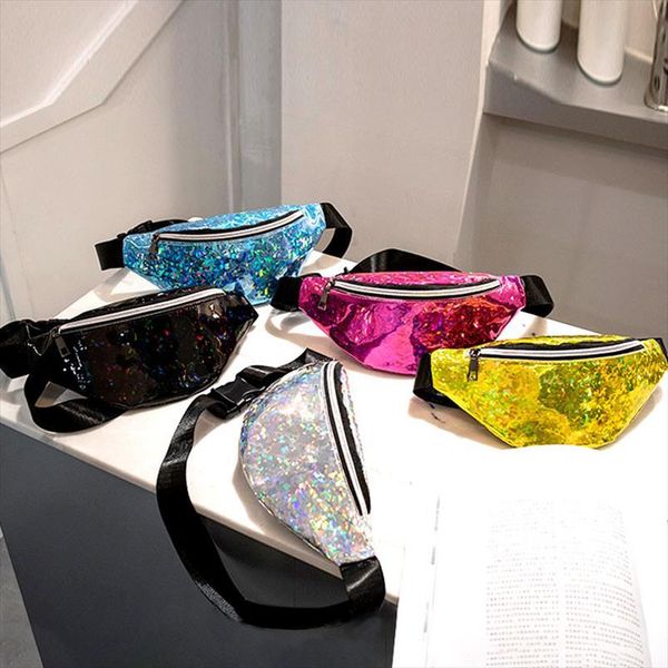 

sequins holographic fanny pack feminina waist womens laser chest bag women belt bum