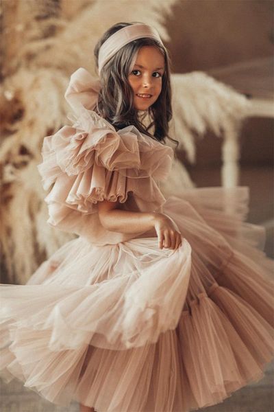 

girl's dresses champagne boho flower girl ruffles tiered skirts kids gowns for wedding birthday first holy communion dress children, Red;yellow