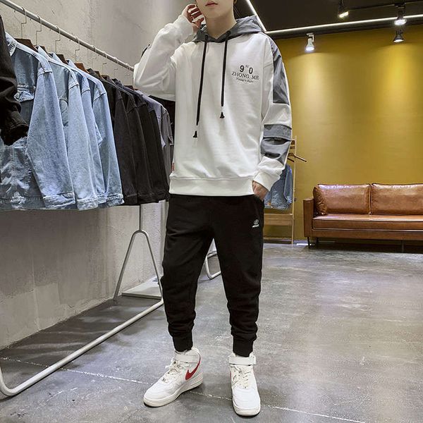 

fashion hooded tracksuits style sweater men's sportswear suit in autumn, Gray