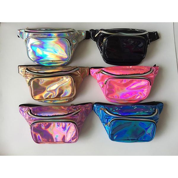 

holographic waist bag for women laser fanny pack belt bum banana bags
