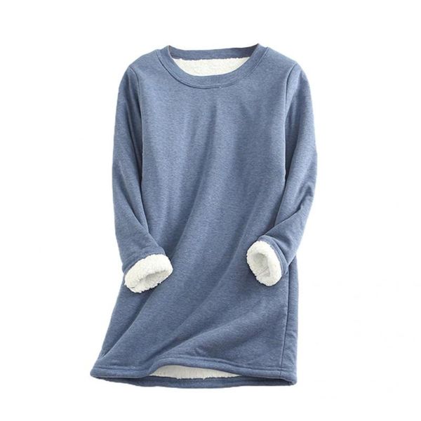 

women's blouses & shirts streetwear simple pure color crew neck base shirt autumn winter blouse thicken for party, White