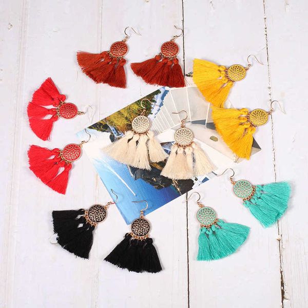

earring bohemian long seaside holiday versatile fashion personality super fairy tassel earrings, Golden
