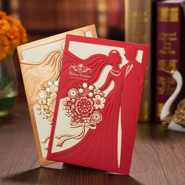 

greeting cards 10pcs hollow laser cut wedding invitations card bride and groom elegant with envelopes party decorations