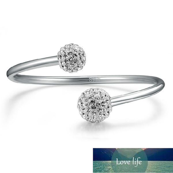 100% 925 Sterling Silver Fashion Brilhante Cristal Shambhala Ball Senhoras`Bangles jóias sem fade mulheres atacado Barato presente de fábrica Preço de fábrica Qualidade